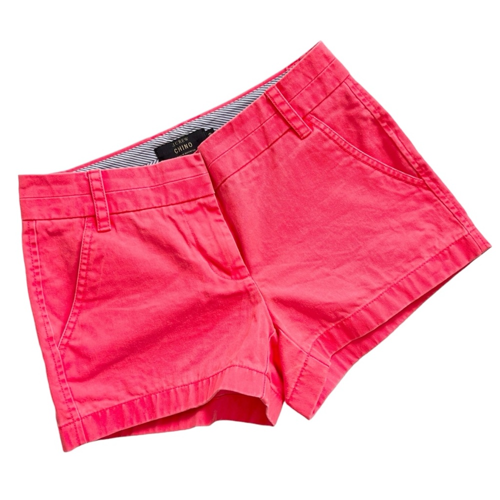 J. CREW Cotton Classic 3” Chino Shorts Bright Red Sz 00